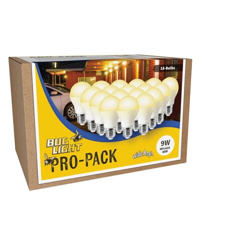 Miracle Led LED Wide Angle Bug Light Pro-Pack 9W Replaces 60W Lightbulbs, Deters Insects, 18PK 801981